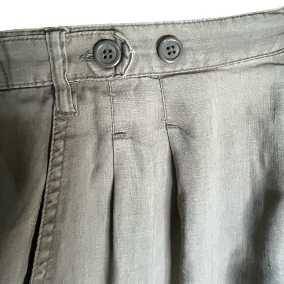 BROOKS BROTHERS Olive Green‎ 100% Linen Pleated Shorts Pockets Size 10 - Picture 2 of 2